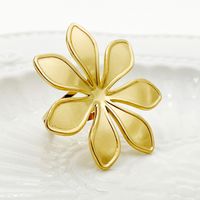 304 Stainless Steel 14K Gold Plated Vintage Style Simple Style Plating Flower Rings main image 4