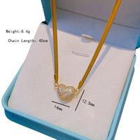 Wholesale Elegant Heart Shape 304 Stainless Steel Copper Plating Inlay 18K Gold Plated K Gold Plated Zircon Pendant Necklace main image 5