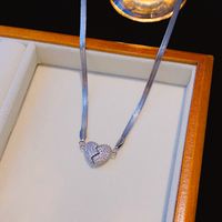 Wholesale Elegant Heart Shape 304 Stainless Steel Copper Plating Inlay 18K Gold Plated K Gold Plated Zircon Pendant Necklace main image 6