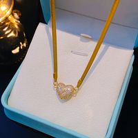 Wholesale Elegant Heart Shape 304 Stainless Steel Copper Plating Inlay 18K Gold Plated K Gold Plated Zircon Pendant Necklace main image 8