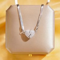 Wholesale Elegant Heart Shape 304 Stainless Steel Copper Plating Inlay 18K Gold Plated K Gold Plated Zircon Pendant Necklace sku image 1