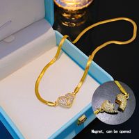 Wholesale Elegant Heart Shape 304 Stainless Steel Copper Plating Inlay 18K Gold Plated K Gold Plated Zircon Pendant Necklace sku image 2