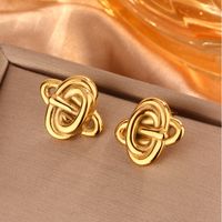 1 Pair Vintage Style Simple Style Waves Lines Irregular Plating 304 Stainless Steel 18K Gold Plated Ear Studs main image 5