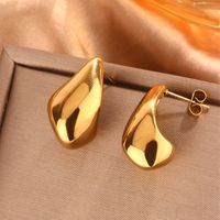 1 Pair Vintage Style Simple Style Waves Lines Irregular Plating 304 Stainless Steel 18K Gold Plated Ear Studs main image 7