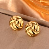 1 Pair Vintage Style Simple Style Waves Lines Irregular Plating 304 Stainless Steel 18K Gold Plated Ear Studs main image 6