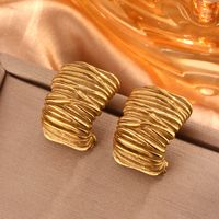 1 Pair Vintage Style Simple Style Waves Lines Irregular Plating 304 Stainless Steel 18K Gold Plated Ear Studs main image 8