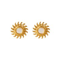 1 Pair Simple Style Sun Plating 304 Stainless Steel 18K Gold Plated Ear Studs main image 6