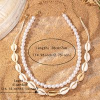 Vacation Tropical Starfish Plastic Shell Zinc Alloy Beaded Plating 14K Gold Plated Women's Three Layer Necklace main image 8