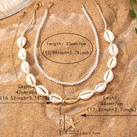 Vacation Tropical Starfish Plastic Shell Zinc Alloy Beaded Plating 14K Gold Plated Women's Three Layer Necklace main image 10