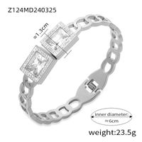 Elegant Solid Color 18K Gold Plated Artificial Diamond Titanium Steel Wholesale Bangle sku image 4