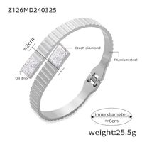 Elegant Solid Color 18K Gold Plated Artificial Diamond Titanium Steel Wholesale Bangle sku image 1