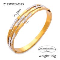 Elegant Solid Color 18K Gold Plated Artificial Diamond Titanium Steel Wholesale Bangle sku image 7