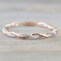 Wholesale Elegant Waves Copper 18K Gold Plated Artificial Diamond Rings sku image 1