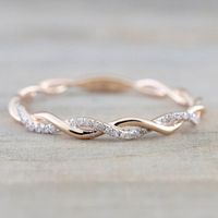 Wholesale Elegant Waves Copper 18K Gold Plated Artificial Diamond Rings main image 4