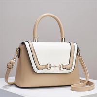 Women's Medium Pu Leather Color Block Vintage Style Classic Style Zipper Crossbody Bag sku image 2