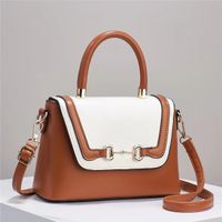 Women's Medium Pu Leather Color Block Vintage Style Classic Style Zipper Crossbody Bag sku image 7
