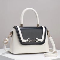 Women's Medium Pu Leather Color Block Vintage Style Classic Style Zipper Crossbody Bag sku image 3