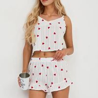 Home Women's Simple Style Heart Shape Cotton Shorts Sets Pajama Sets main image 1