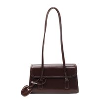 Women's Medium Pu Leather Solid Color Vintage Style Streetwear Zipper Shoulder Bag sku image 4