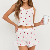 Home Women's Simple Style Heart Shape Cotton Shorts Sets Pajama Sets main image 2