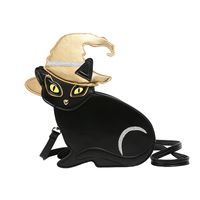 Frau Mittel Pu-Leder Katze Süß Reißverschluss Umhängetasche sku image 3