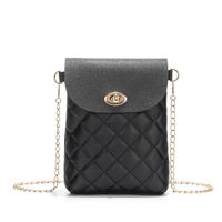 Women's Small Pu Leather Solid Color Lingge Basic Vintage Style Lock Clasp Crossbody Bag sku image 1