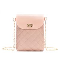 Women's Small Pu Leather Solid Color Lingge Basic Vintage Style Lock Clasp Crossbody Bag sku image 2