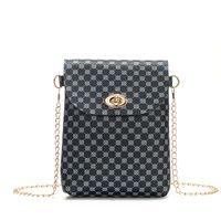 Women's Small Pu Leather Solid Color Lingge Basic Vintage Style Lock Clasp Crossbody Bag sku image 4