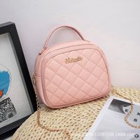 Women's Small Pu Leather Solid Color Lingge Basic Vintage Style Zipper Cosmetic Bag sku image 4