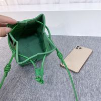 Women's Mini Pu Leather Solid Color Streetwear String Bucket Bag main image 2