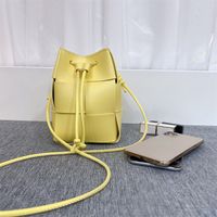 Women's Mini Pu Leather Solid Color Streetwear String Bucket Bag sku image 3