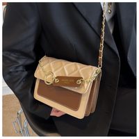 Women's Small Pu Leather Solid Color Lingge Vintage Style Streetwear Flip Cover Crossbody Bag main image 5