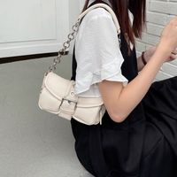 Women's Small Pu Leather Solid Color Vintage Style Classic Style Magnetic Buckle Underarm Bag sku image 1