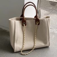 Women's Large Canvas Solid Color Basic Vintage Style Open Tote Bag main image 1