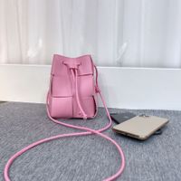 Women's Mini Pu Leather Solid Color Streetwear String Bucket Bag sku image 5