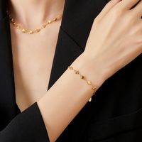 304 Stainless Steel 18K Gold Plated Commute Shiny Sequins Geometric Round Bracelets Necklace main image 6