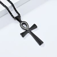 304 Stainless Steel 18K Gold Plated Hip-Hop Retro Plating Cross Pendant Necklace main image 2