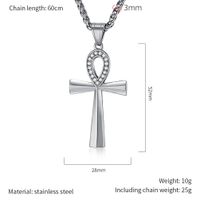 304 Stainless Steel 18K Gold Plated Hip-Hop Retro Plating Cross Pendant Necklace main image 4