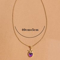 Wholesale Elegant Heart Shape Crown Copper Plating Inlay 18K Gold Plated Glass Zircon Pendant Necklace main image 5