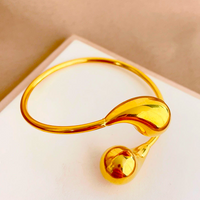 304 Stainless Steel 18K Gold Plated Simple Style Water Droplets Bangle sku image 5