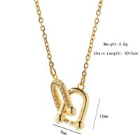 Wholesale Elegant Simple Style Horseshoe 304 Stainless Steel Copper Plating Inlay 18K Gold Plated K Gold Plated Zircon Pendant Necklace main image 7
