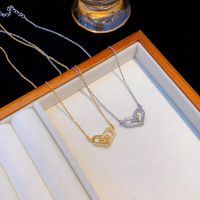Wholesale Elegant Simple Style Horseshoe 304 Stainless Steel Copper Plating Inlay 18K Gold Plated K Gold Plated Zircon Pendant Necklace main image 6