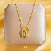 Wholesale Elegant Simple Style Horseshoe 304 Stainless Steel Copper Plating Inlay 18K Gold Plated K Gold Plated Zircon Pendant Necklace sku image 2
