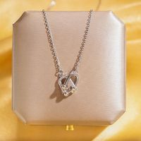 Wholesale Elegant Simple Style Horseshoe 304 Stainless Steel Copper Plating Inlay 18K Gold Plated K Gold Plated Zircon Pendant Necklace sku image 1
