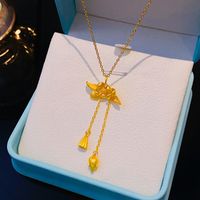 Großhandel Elegant Glänzend Lotus Bogenknoten Edelstahl 304 Kupfer Überzug 18 Karat Vergoldet Halskette Mit Anhänger main image 6