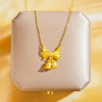 Großhandel Elegant Glänzend Lotus Bogenknoten Edelstahl 304 Kupfer Überzug 18 Karat Vergoldet Halskette Mit Anhänger sku image 2