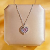 Wholesale Elegant Shiny Heart Shape Butterfly 304 Stainless Steel Copper Plating Inlay 18K Gold Plated Acrylic Zircon Pendant Necklace main image 4