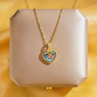 Wholesale Elegant Shiny Heart Shape Butterfly 304 Stainless Steel Copper Plating Inlay 18K Gold Plated Acrylic Zircon Pendant Necklace main image 2