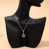 Wholesale Elegant Lady Streetwear Crown Copper Inlay 18K Gold Plated Zircon Pendant Necklace main image 4