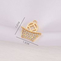 1 Piece 12 * 13mm Copper Zircon 18K Gold Plated Ingot Copper Coins Polished Pendant main image 2
